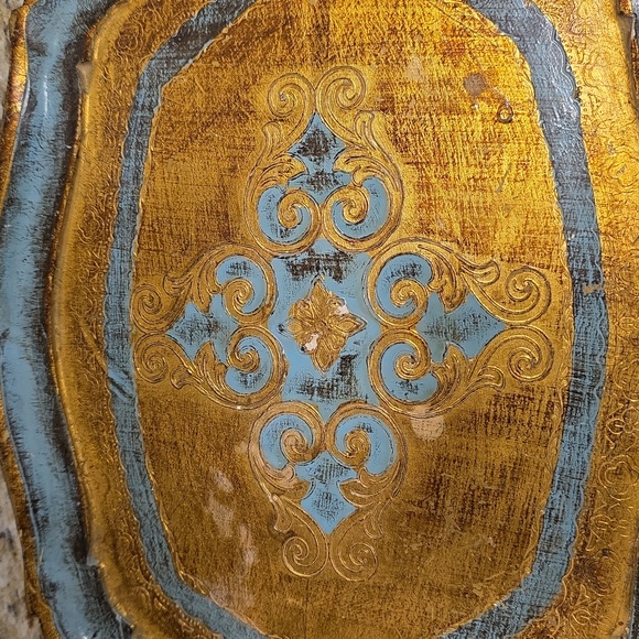 Vintage Italian Gold and Blue Decorative Tray - Picture 11 of 11